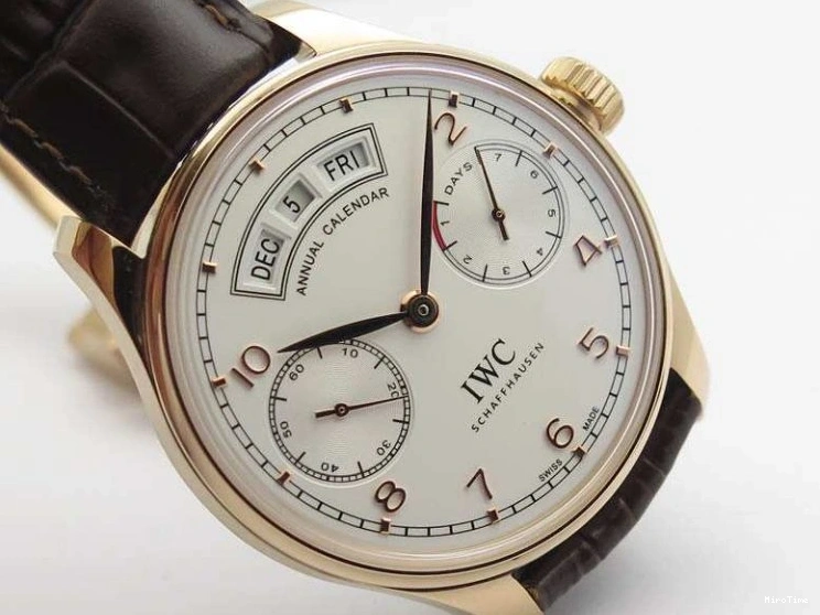 MIROTIME 0318 Portuguese Real PR Real Annual Calendar RG IW503504 YLF 1:1 Best Edition White Dial On Leather Strap A TimelessDesign 7242